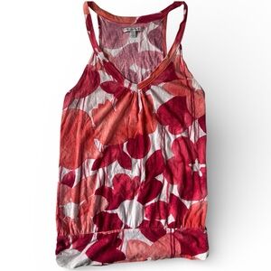 American Eagle Floral Racerback Tank Top Red Orange Pink Abstract Print S 2009